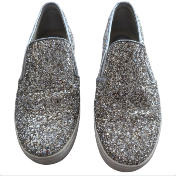Michael Kors Glitter Slip On Sneakers Silver Metallic Size 6 MK - Picture 10 of 13
